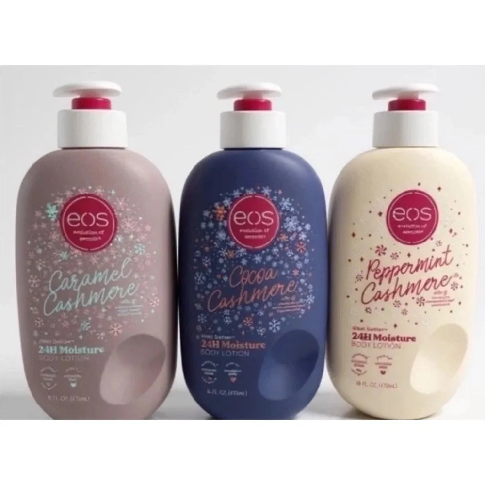EOS Limited Holiday Body Lotion Peppermint Caramel Cocoa Cashmere Set Of 3 HTF
